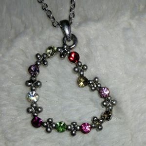 Multicolored Gem Heart Necklace